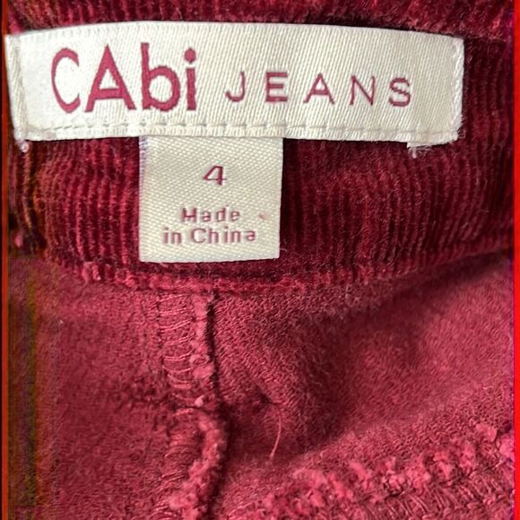 CABI Skinny Corduroy Jeans Ruby Red Sz 4 #200 EUC - Picture 6 of 6